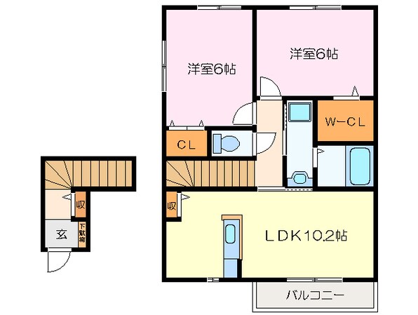 徳和駅 徒歩14分 2階の物件間取画像